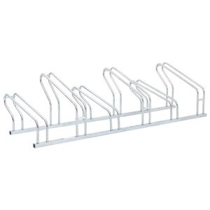 vidaXL Support de v&eacute;lo au sol autoportant pour 6 v&eacute;los acier galvanis&eacute;