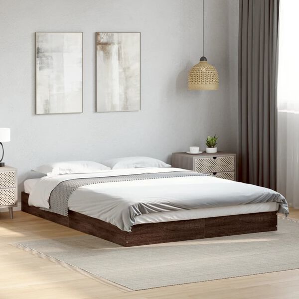 vidaXL Cadre de lit sans matelas ch&ecirc;ne marron 140x200 cm
