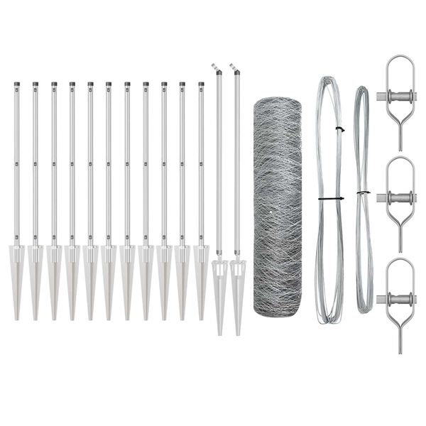 vidaXL Poteau de clôture. Argenté 25 x 1 m (treillis de 36 mm) Acier