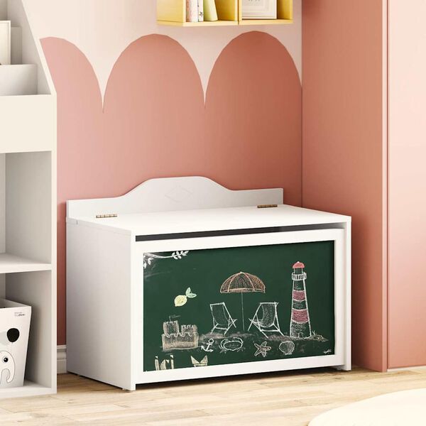 vidaXL Boîte à Jouets Blanc 73 x 33 x 55 cm Bois d'ingénierie