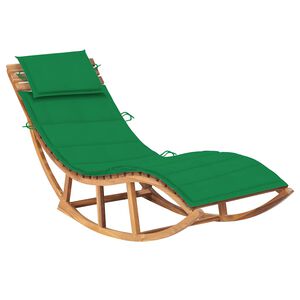 vidaXL Chaise longue &agrave; bascule avec coussin Bois de teck solide