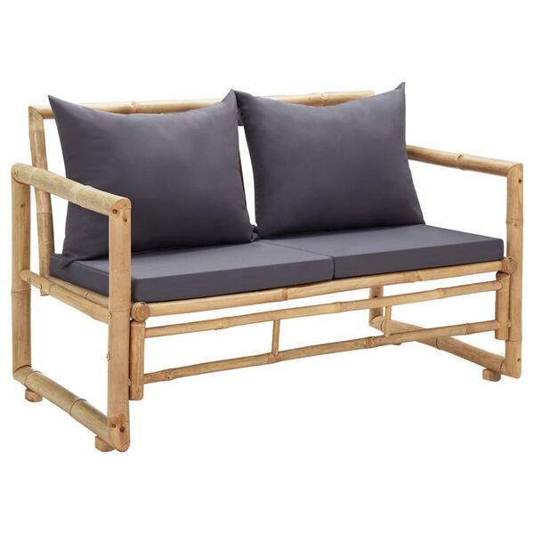vidaXL Banc de jardin avec coussins 115 cm Bambou