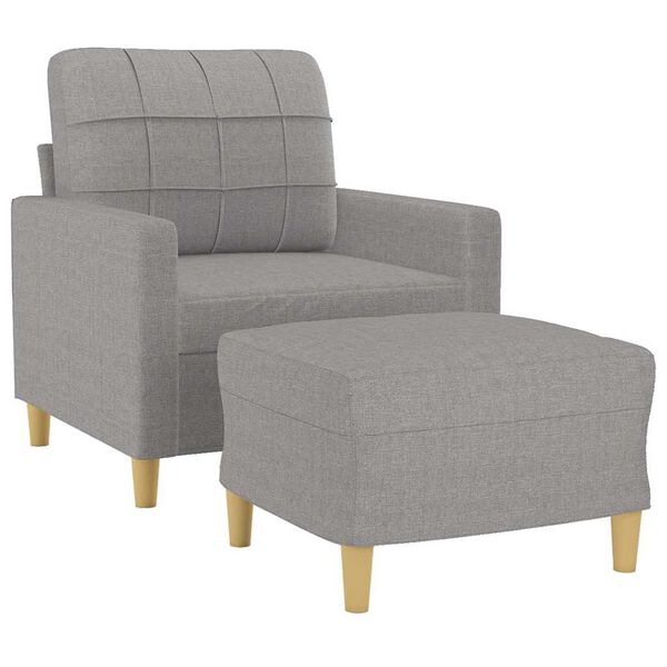 vidaXL Fauteuil avec repose-pied Gris clair 60 cm Tissu