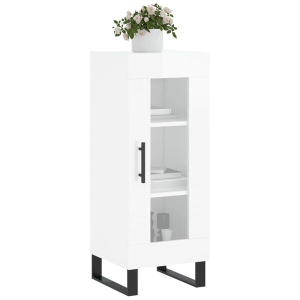 vidaXL Buffet Blanc brillant 34,5x34x90 cm Bois d'ing&eacute;nierie