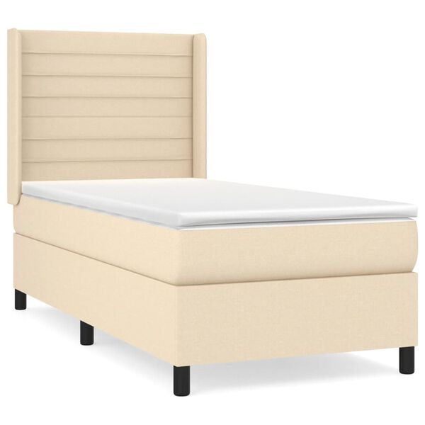 vidaXL Sommier &agrave; lattes de lit avec matelas Cr&egrave;me 80x200 cm Tissu