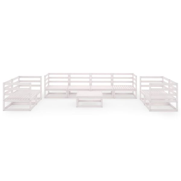 vidaXL Salon de jardin 9 pcs Blanc Bois de pin massif