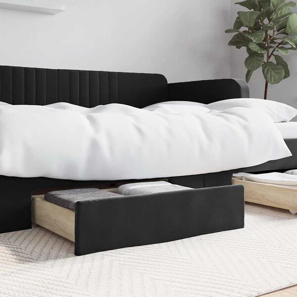 vidaXL Tiroirs de lit 2 pcs noir bois d'ingénierie et velours