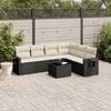 vidaXL Salon de jardin 7 pcs avec coussins noir r&eacute;sine tress&eacute;e