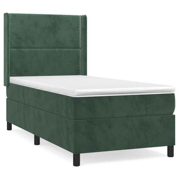 vidaXL Sommier &agrave; lattes de lit et matelas Vert fonc&eacute; 80x200 cm Velours