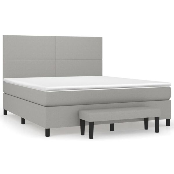 vidaXL Sommier &agrave; lattes de lit avec matelas Gris clair 160x200cm Tissu