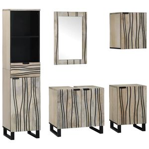 vidaXL Ensemble de mobilier de salle de bain 5 pcs Brun Noy&eacute;