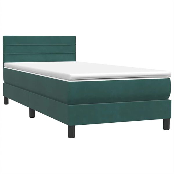 vidaXL Sommier &agrave; lattes de lit et matelas vert fonc&eacute; 80x220 cm velours