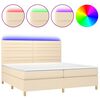 vidaXL Sommier &agrave; lattes de lit et matelas et LED Cr&egrave;me 200x200cm Tissu