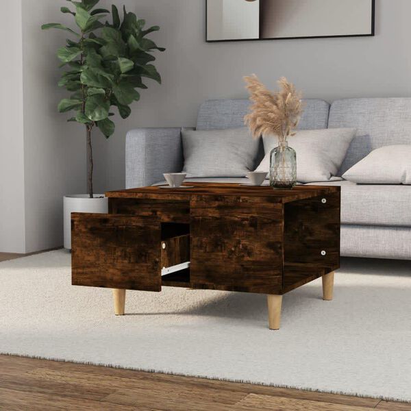 vidaXL Table basse ch&ecirc;ne fum&eacute; 55x55x36,5 cm bois d'ing&eacute;nierie
