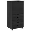 vidaXL Cabinet roulant 53 x 39 x 103 cm Bois de Pin Massif Noir