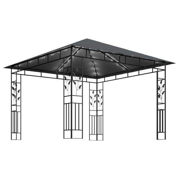 vidaXL Tonnelle avec moustiquaire et lumières LED 3x3x2,73m Anthracite