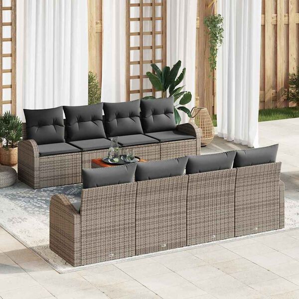 vidaXL Ensemble de canap&eacute; de jardin 9 pcs Gris