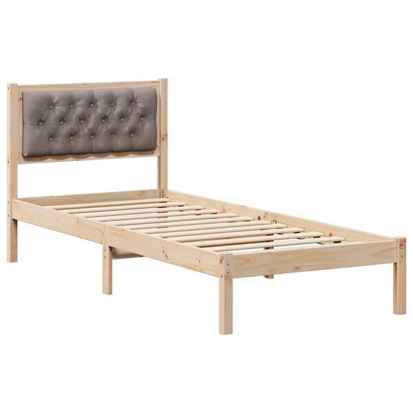 vidaXL Cadre de lit avec t&ecirc;te de lit Taupe 90 x 200 cm Pin massif