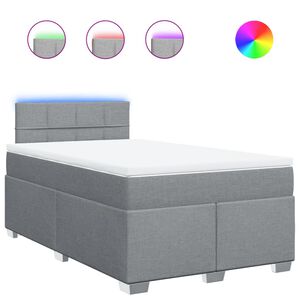 vidaXL Sommier &agrave; lattes de lit et matelas gris clair 120x190 cm tissu