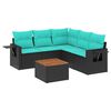 vidaXL Ensemble de canap&eacute; de jardin 6 pcs avec coussins noir r&eacute;sine tress&eacute;e