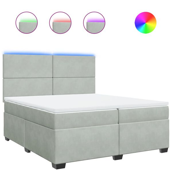 vidaXL Sommier &agrave; lattes de lit et matelas Gris clair 200x200cm Velours