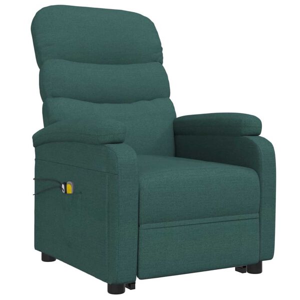 vidaXL Fauteuil de massage Vert fonc&eacute; Tissu