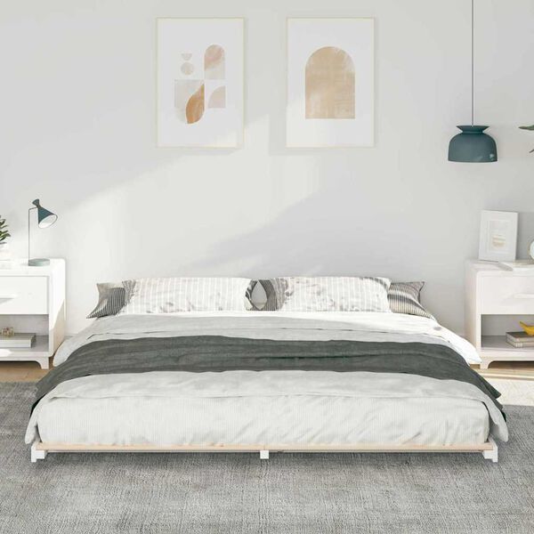 vidaXL Cadre de lit sur&eacute;lev&eacute; Blanc 180 x 220 cm Bois massif en pin