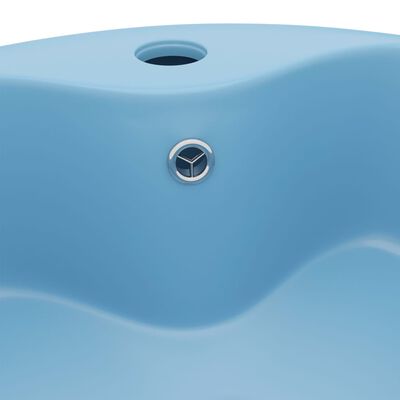 vidaXL Lavabo de luxe avec trop-plein Bleu clair mat 36x13cm Céramique
