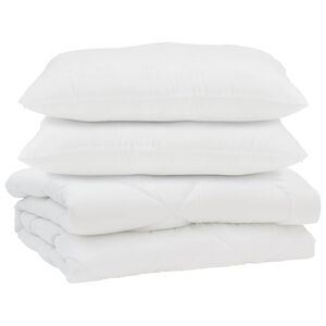 vidaXL Couette avec oreiller 3 pi&egrave;ces Blanc Microfibre