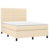 vidaXL Sommier &agrave; lattes de lit avec matelas Cr&egrave;me 140x200 cm Tissu