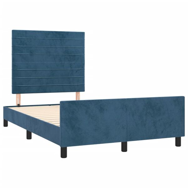 vidaXL Cadre de lit sans matelas bleu fonc&eacute; 120x190 cm velours