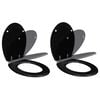 vidaXL Si&egrave;ges de toilette avec couvercles 2 pcs MDF Noir