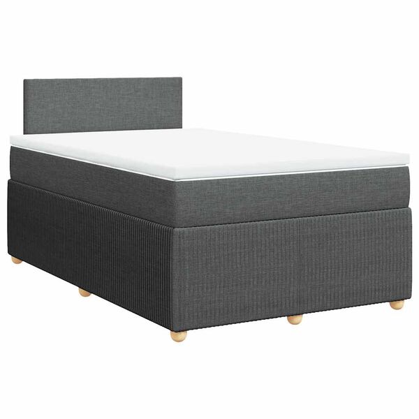 vidaXL Sommier &agrave; lattes de lit avec matelas gris fonc&eacute; 120x190cm tissu