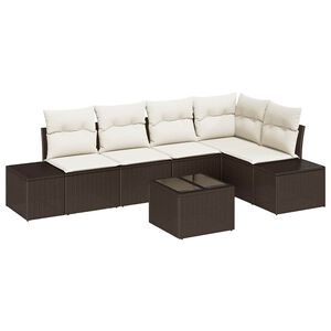vidaXL Ensemble de canap&eacute; de jardin 6 pc Marron polyrotin