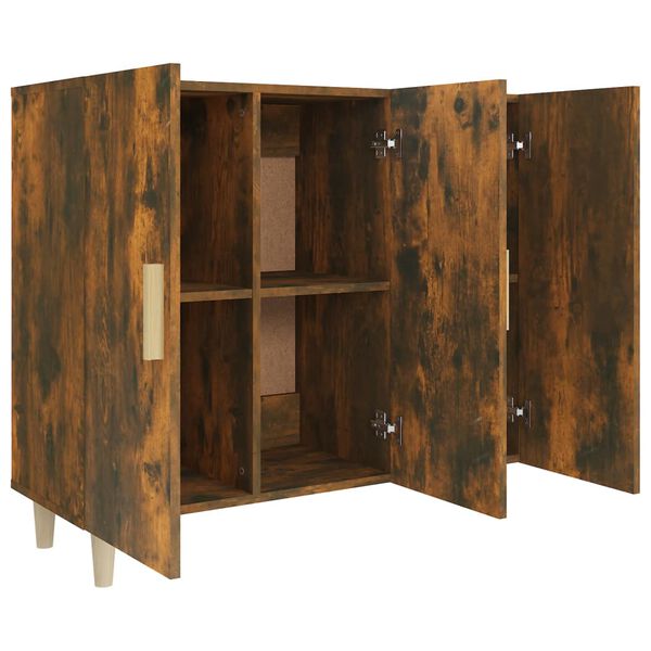 vidaXL Buffet chêne fumé 90x34x80 cm bois d'ingénierie