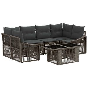 vidaXL Ensemble de canap&eacute; de jardin 7 pc Gris et Gris fonc&eacute; polyrotin