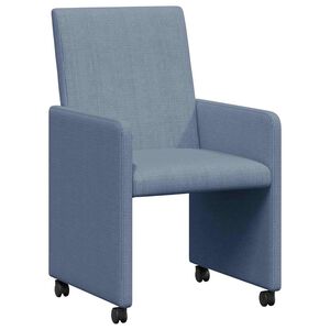 vidaXL Chaises de Salle &agrave; Manger avec Roues 2 pc Bleu 57 x 66 x 94 cm