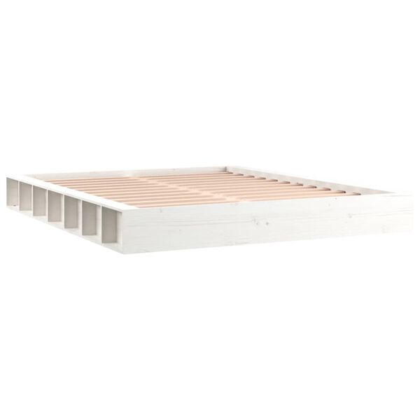vidaXL Cadre de lit sans matelas blanc 150x200 cm bois massif