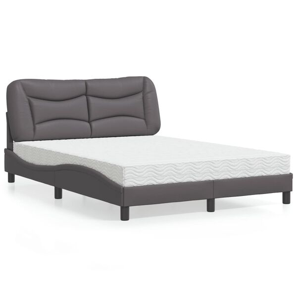 vidaXL Lit avec matelas Hvar gris 140x190 cm similicuir