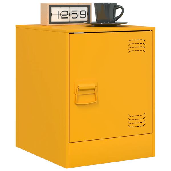 vidaXL Table de chevet jaune moutarde 34,5x39x44 cm acier