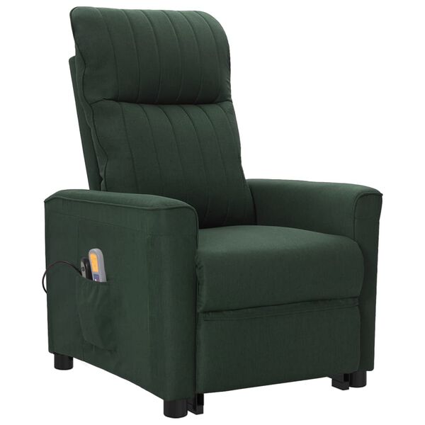 vidaXL Fauteuil de massage Vert fonc&eacute; Tissu