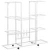 vidaXL Jardini&egrave;re avec roues 94,5x24,5x91,5 cm Blanc Fer
