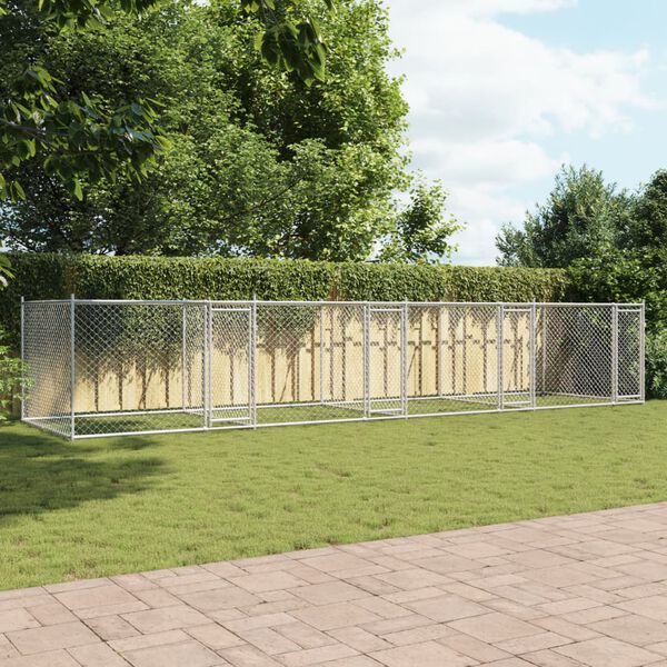 vidaXL Cage pour chien avec portes gris 8x2x1,5 m acier galvanis&eacute;