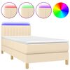 vidaXL Sommier &agrave; lattes de lit avec matelas LED Cr&egrave;me 90x200 cm Tissu