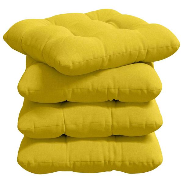 vidaXL Coussins de si&egrave;ge 4 pcs Jaune clair 40 x 40 x 12 cm tissu