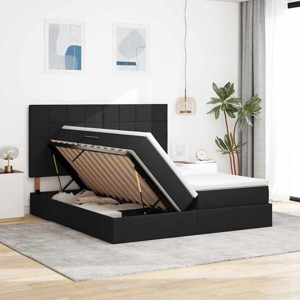 vidaXL Lit de Rangement Noir 200 x 200 cm Cuir synth&eacute;tique