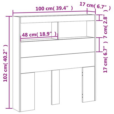 vidaXL Armoire tête de lit avec LED blanc 100x17x102 cm