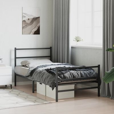 vidaXL Cadre de lit métal sans matelas et pied de lit noir 100x200 cm