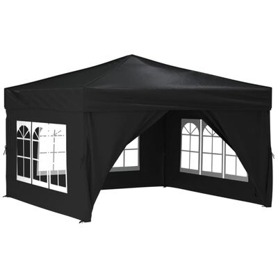 vidaXL Tente de réception pliable avec parois Noir 3x3 m