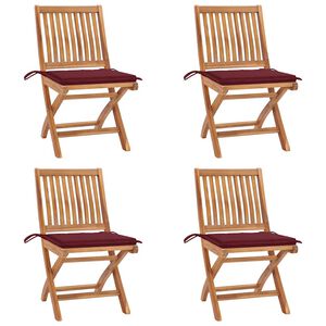 vidaXL Chaises pliables de jardin avec coussins lot de 4 Teck solide